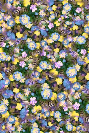 数码★花卉图案印花华亿平台图片