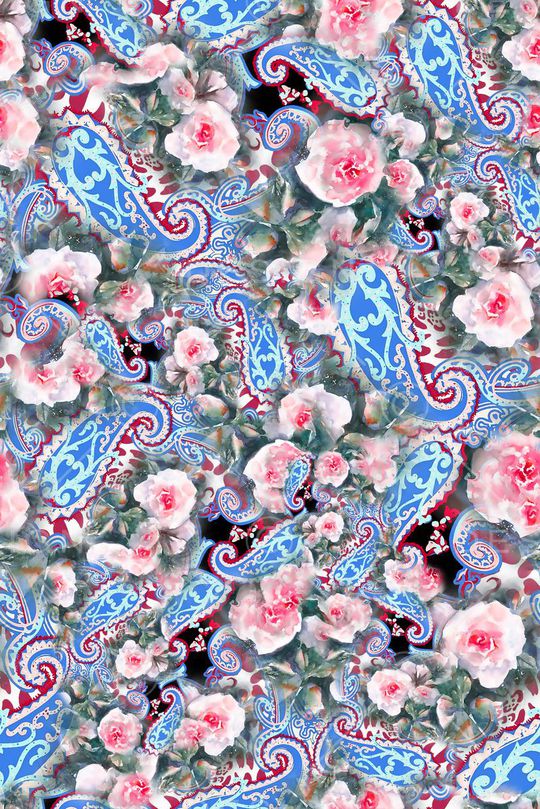 数码★花卉图案印花华亿平台图片