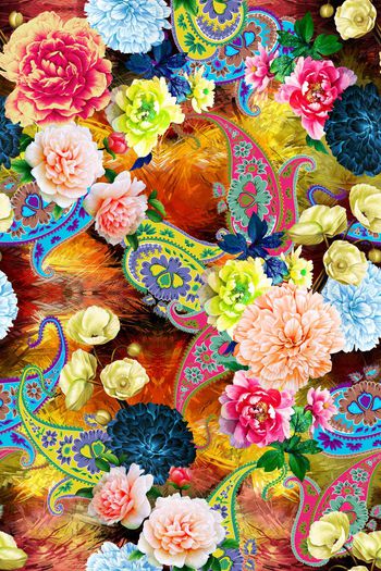 317719-佩斯利火腿纹腰果民族风油画风格底纹