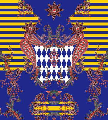 318032-高清2014腰果条纹数码印花蓝色上