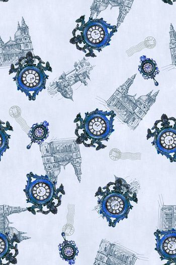 318367-怀旧写实钟表时间楼房建筑度假休闲印