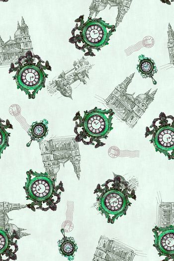 318368-怀旧写实钟表时间楼房建筑度假休闲印