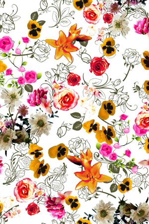 数码★花卉图案印花华亿平台图片