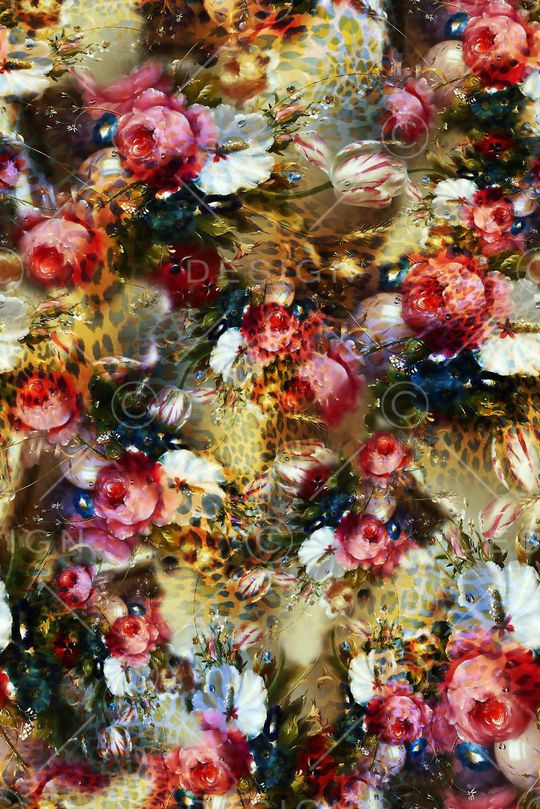 数码★花卉图案印花华亿平台图片