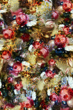 数码★花卉图案印花华亿平台图片