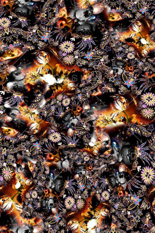 数码★花卉图案印花华亿平台图片