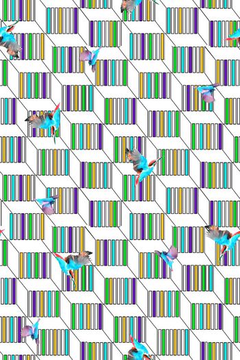 319427-几何错视立体小鸟雀鸟组合休闲印花