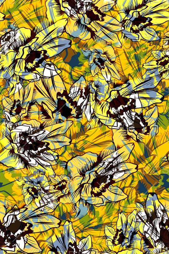 数码★花卉图案印花华亿平台图片