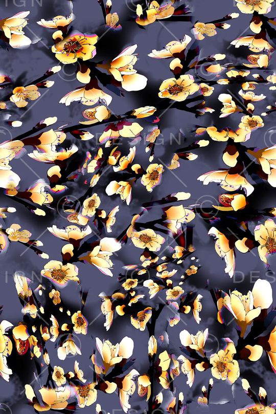 数码★花卉图案印花华亿平台图片