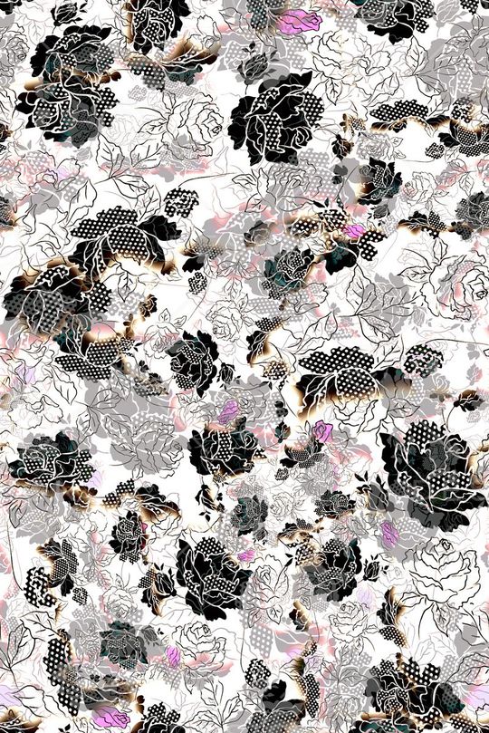 数码★花卉图案印花华亿平台图片