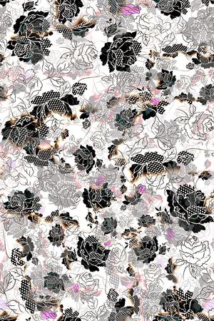 数码★花卉图案印花华亿平台图片