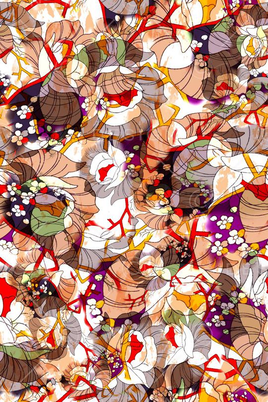 数码★花卉图案印花华亿平台图片