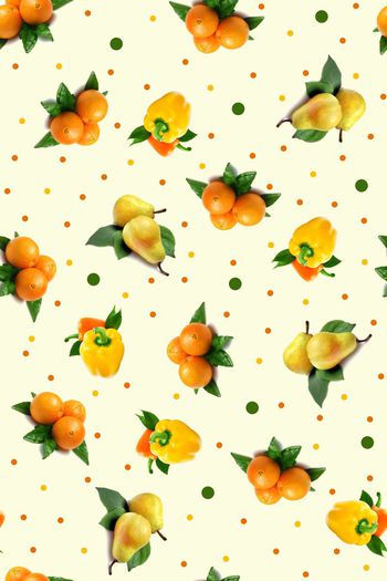 319745-休闲田园风水果蔬果圆点组合印花