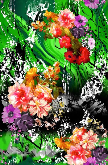 319791-数码华丽花卉与泼墨效果设计