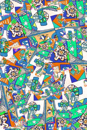 数码★抽象图案印花华亿平台图片