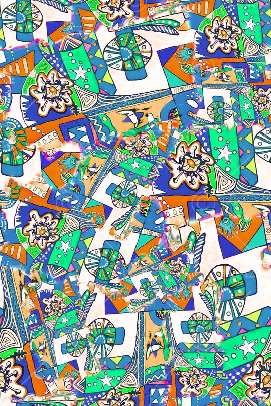 数码★抽象图案印花华亿平台图片