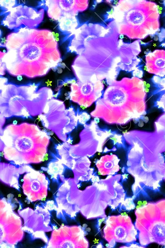 数码★花卉图案印花华亿平台图片