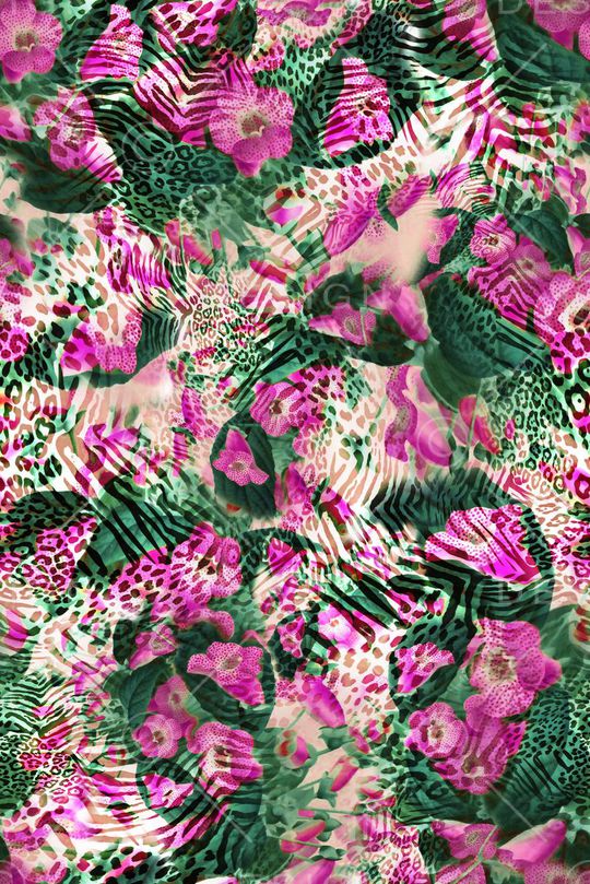 数码★花卉图案印花华亿平台图片