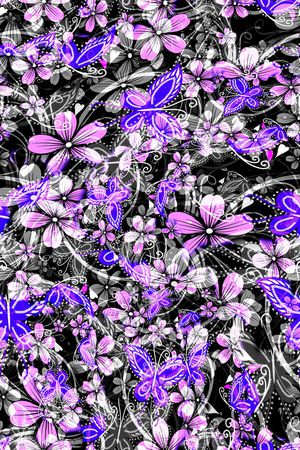 数码★花卉图案印花华亿平台图片