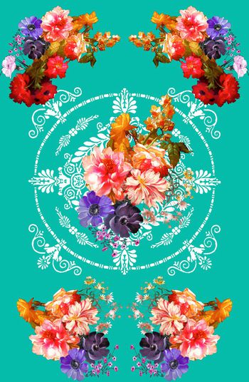 320490-古典欧洲纹样对称花卉