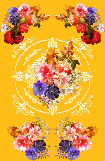 320492-古典欧洲纹样对称花卉