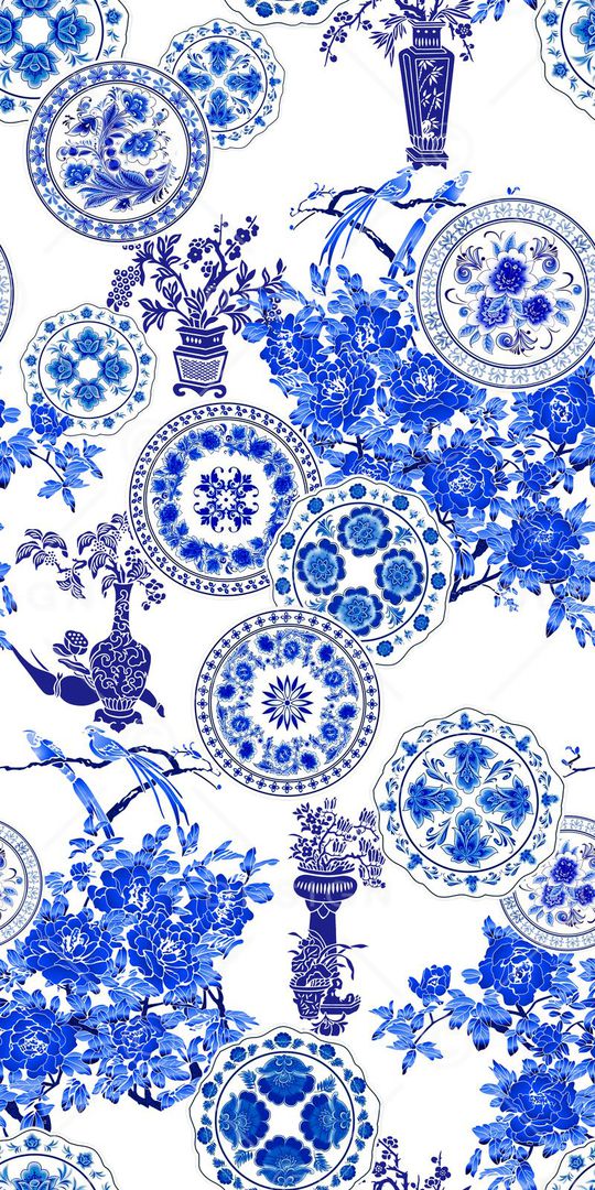 青花瓷印花华亿平台图片