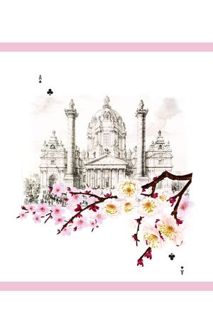 建筑风景印花华亿平台图片