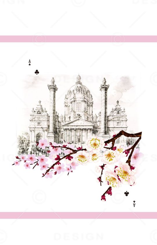 建筑风景印花华亿平台图片