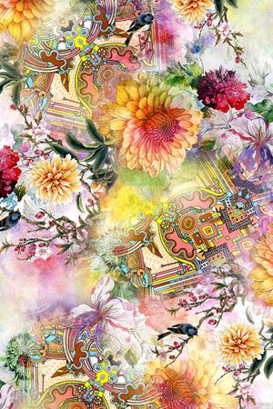 花卉印花华亿平台图片