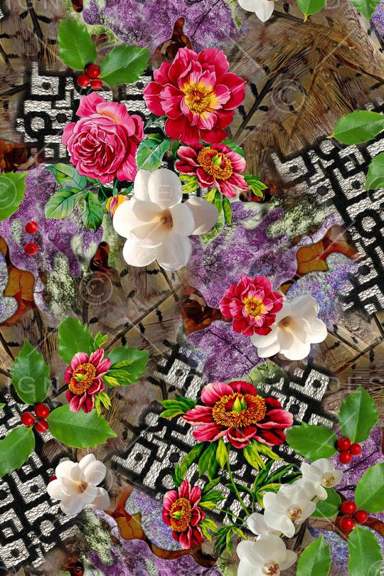 花卉印花华亿平台图片