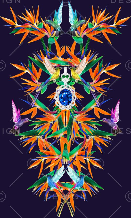 天堂鸟花印花华亿平台图片