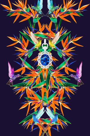 天堂鸟花印花华亿平台图片