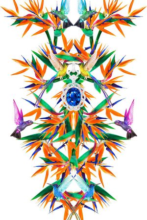 天堂鸟花印花华亿平台图片