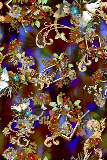 323914-民族花卉欧式花纹宝石组合