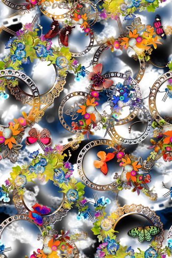 324732-多彩亮色花卉欧式花纹组合