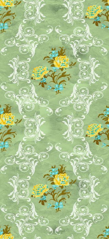 326715-奥地利风情手绘鲜花复古纹饰墙布壁纸