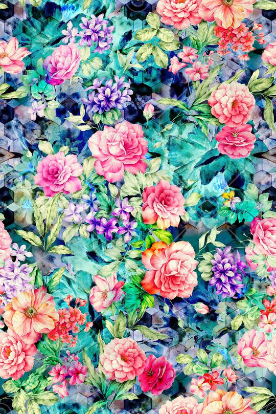 花卉组合印花华亿平台图片