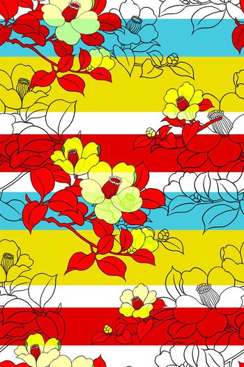 327329-条纹层叠手绘鲜花传统华亿平台