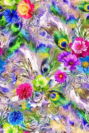 孔雀印花华亿平台图片