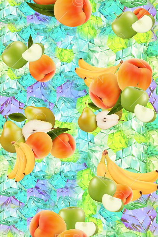 水果、叶子印花华亿平台图片