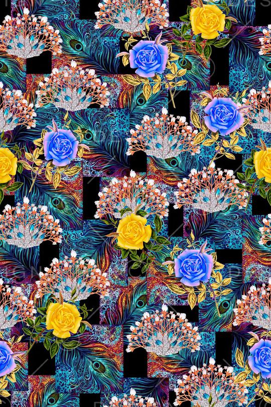 孔雀羽毛印花华亿平台图片