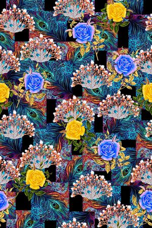 孔雀羽毛印花华亿平台图片