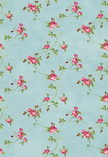 328314-田园风格乡村风情纯手绘鲜花墙布壁纸