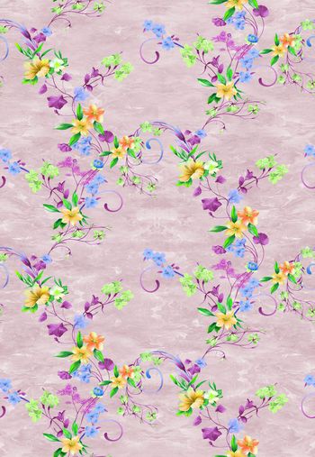 328353-田园风格伊甸园纯手绘鲜花墙布壁纸花