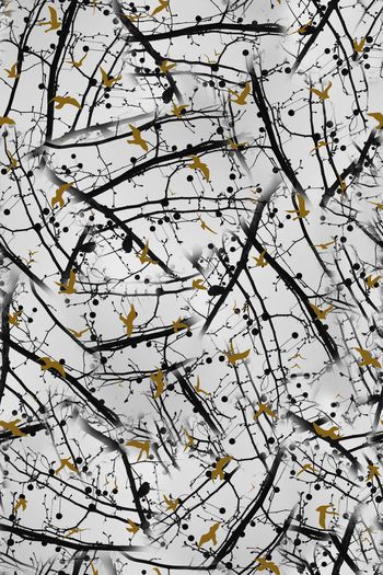 329769-抽象树枝几何点小鸟麻雀组合印花