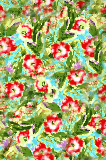 数码 四方连续  花卉印花华亿平台图片