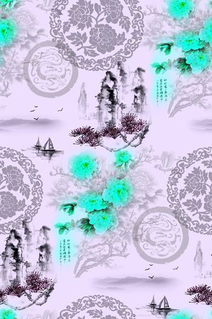 中国风印花华亿平台图片