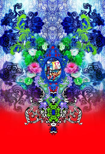 331302-欧式宫廷风格手绘鲜花佩斯利火腿纹腰