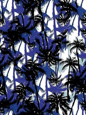 331736-椰子树棕榈叶热带风情靛蓝图案