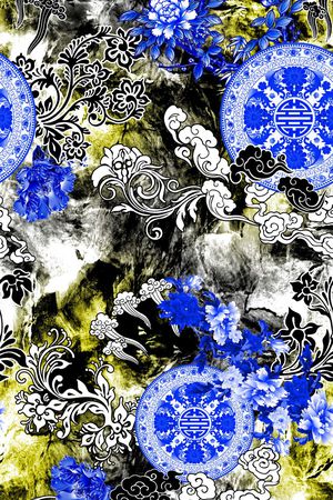 青花瓷印花华亿平台图片